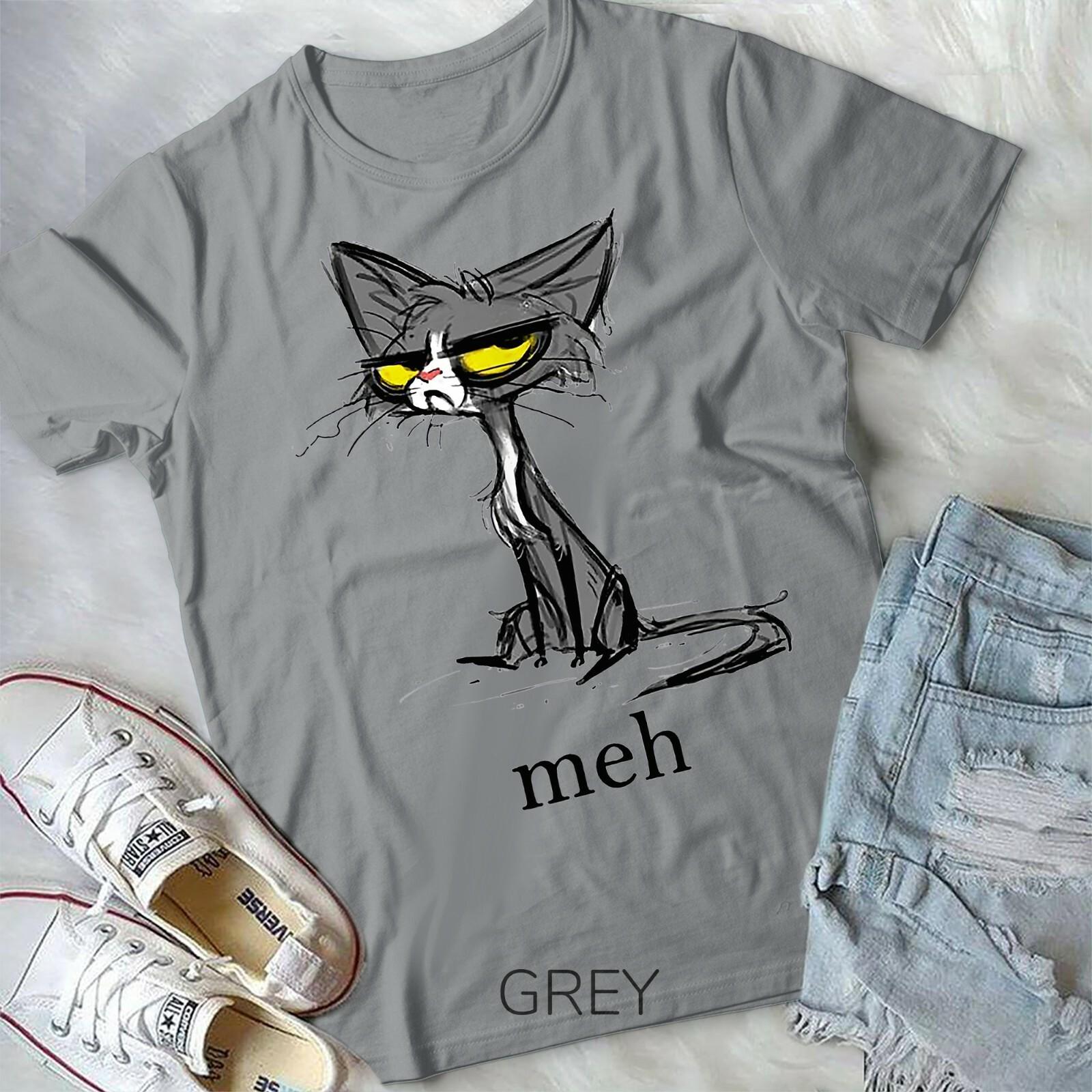 Funny Meh Cat Gift for Cat Lovers Unisex Form T-shirt S
