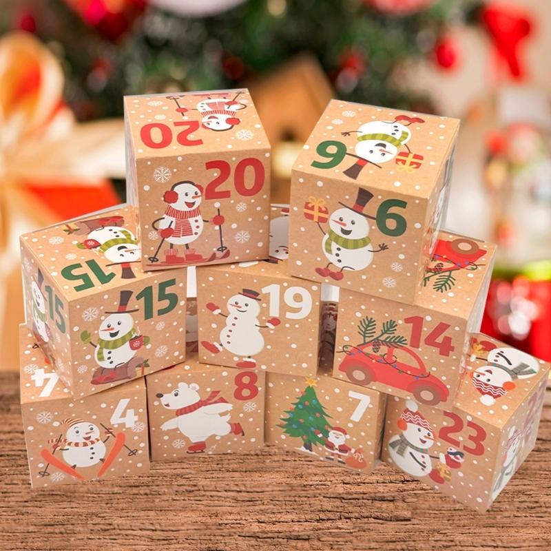 Counting Calendar 24 Slots Handmade Gift Set For Holiday Treats Family Activity Decoration Efficient Paper Craft Storage