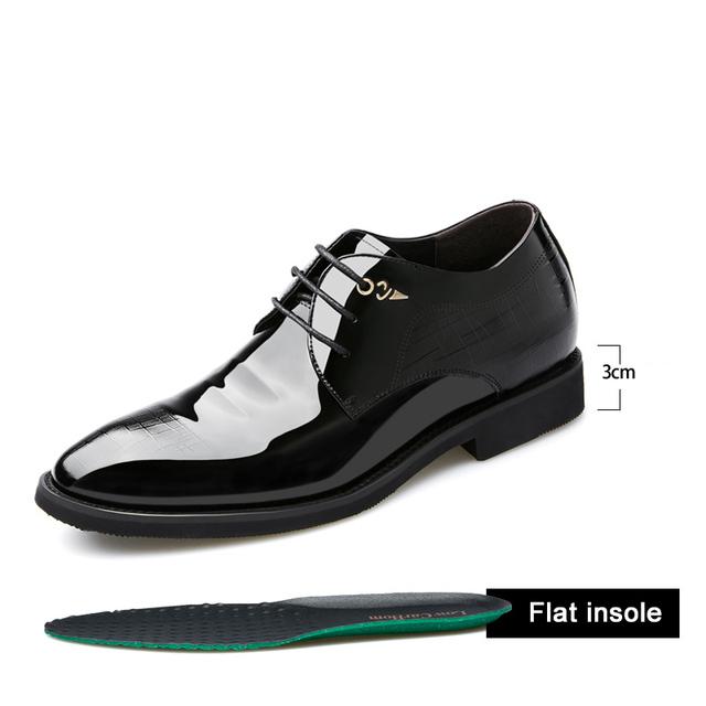 

3/6/8 Cm Elevator Men Dress Shoes Patent Leather Men Formal Shoes Pointed Business Men Oxfords Suit Shoes Height Increasing Shoe 38