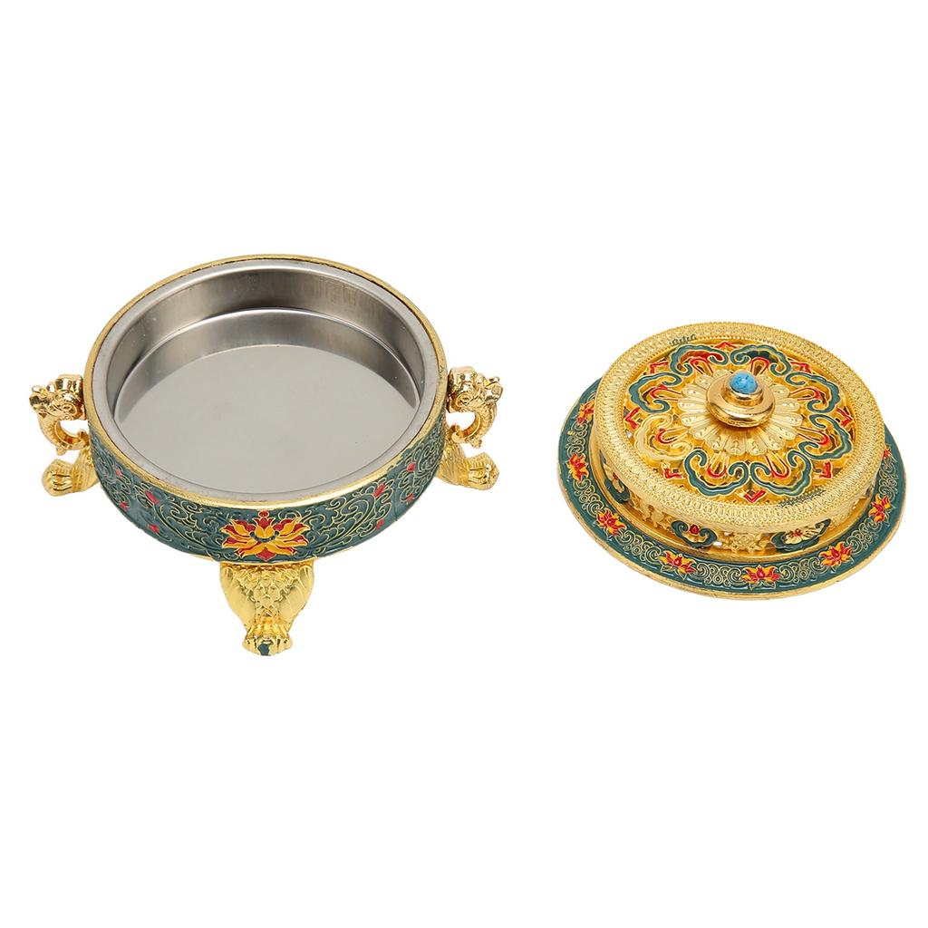 Trinket Incense   with Lid Handcraft Antique Polished Process for Decoration Meditation Room