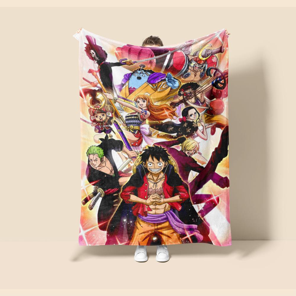 Flannel Thin Blanket. One Piece Anime Four Season Blanket.for Sofa,bed,living Rooms,travel Picnic Office Children Gifts