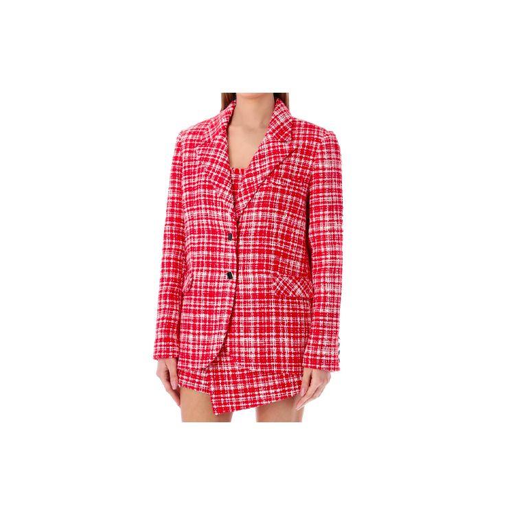 Self-Portrait Checked Button-Down Collar Jacket Women jackets Red SS22089RBRED