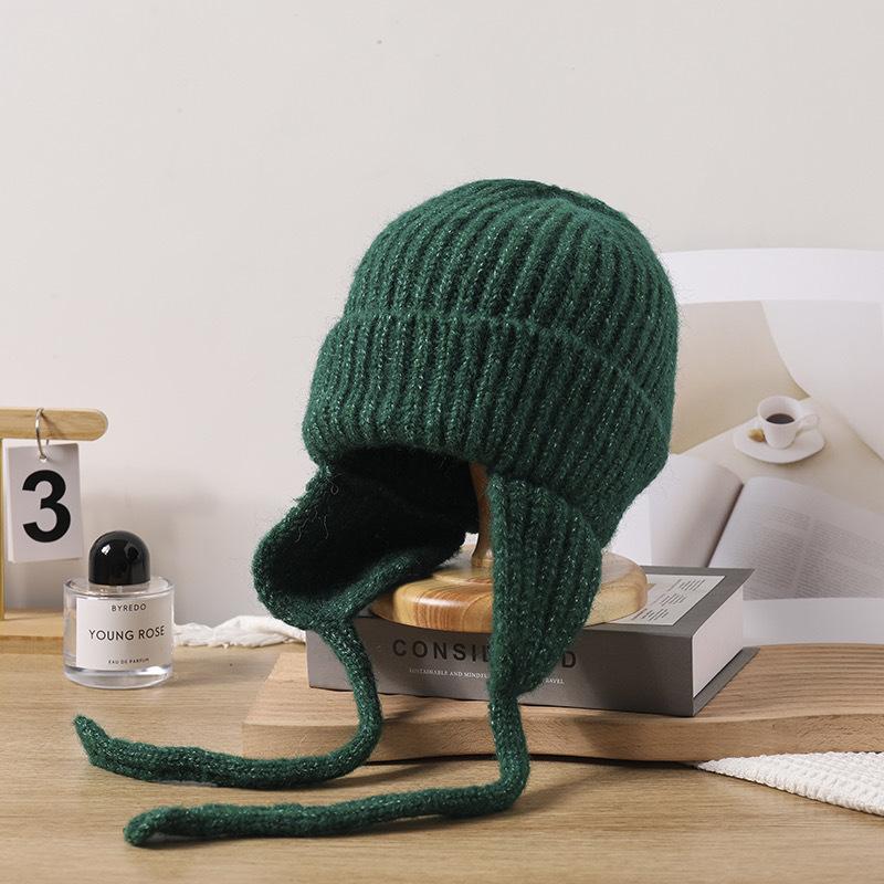 

Шапка Женская Шерстяная Шапка-Пуловер Студенческая Теплая Защита Ушей Вязаная Шапка Корейская Версия Универсальная Милая Модная Шапка Лей Фэна M（56-58cm）