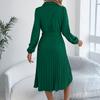 Women's Color Fashion Lapel Long Sleeved And Long dress