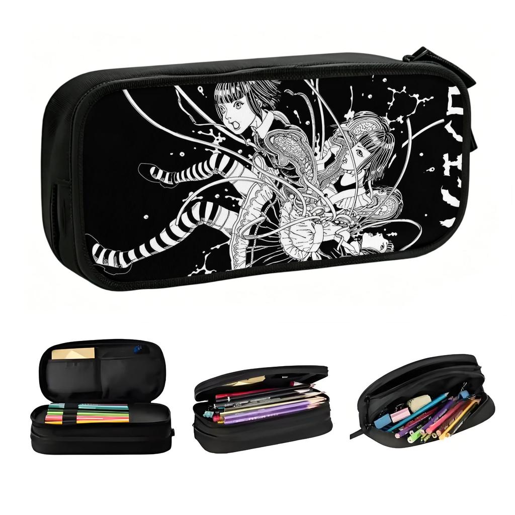 Kawaii Japonsko Horor Anime Junji Ito Pouzdra na tužky pro Dívky Chlapce Manga Velkokapacitní Kapsa na Pera Krabička Školní Potřeby
