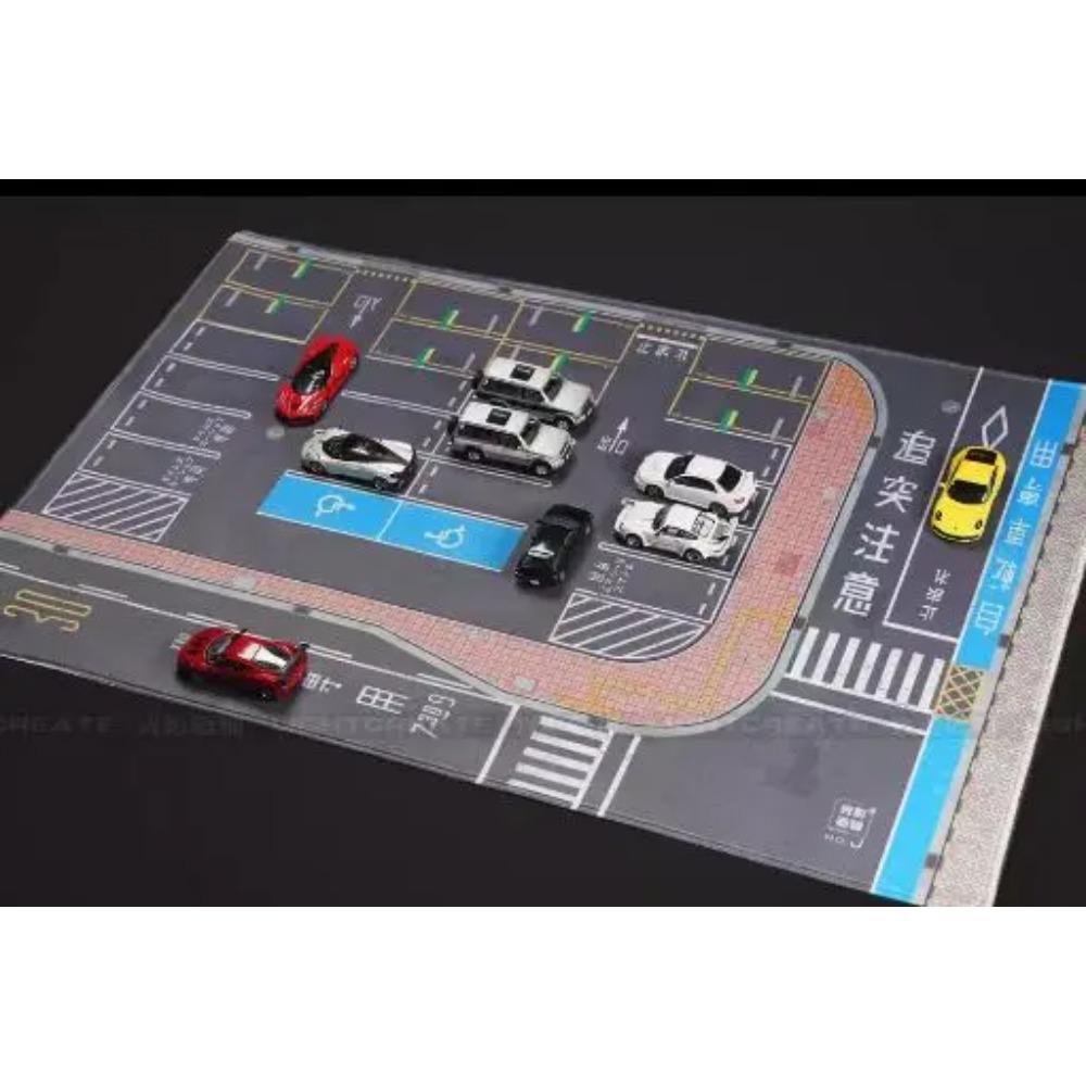 Escena de Modelo de Coche 1/64 Con Estacionamiento Tiro Garaje Base de Suelo Alfombrilla