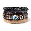 Blaues Auge Lederarmband Mehrschichtig Geflochtenes Seil Armband, Mode Persönlichkeit Hand Schmuck für Frauen Männer