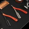 CESTOMEN Professional Folding Men Shaving Straight Razor Black Wooden Handle Straight Razor Holder Beard Shaving Tools