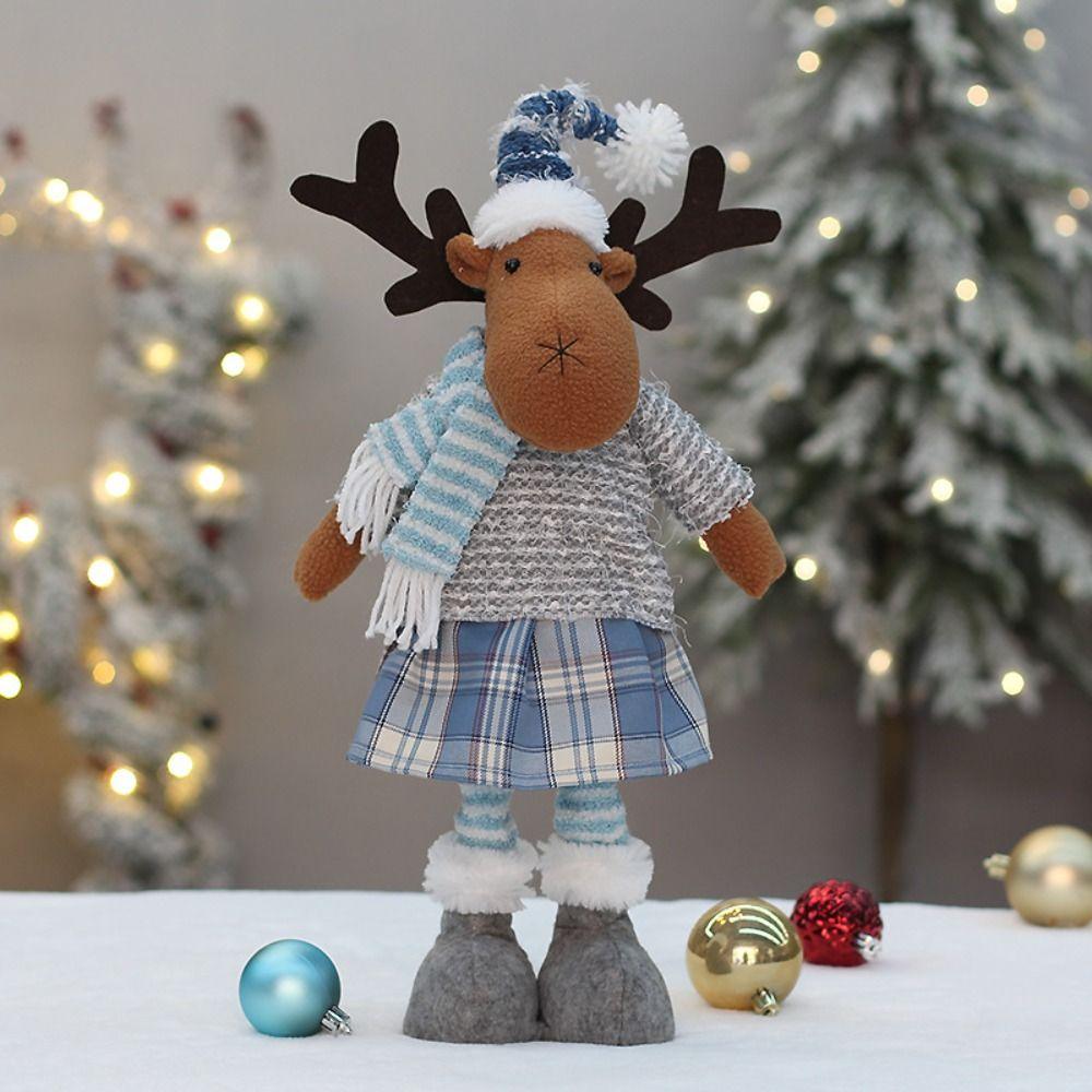 Swinging Blue Fabric Snowman Doll Fabric Swinging Skiing Doll  Doll Decorations