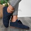 Women's Fashion Flat Shoes Spring New Round Head Splicing Front Lacing Soft Sole Anti-slip Wear-resistant Single Shoes
