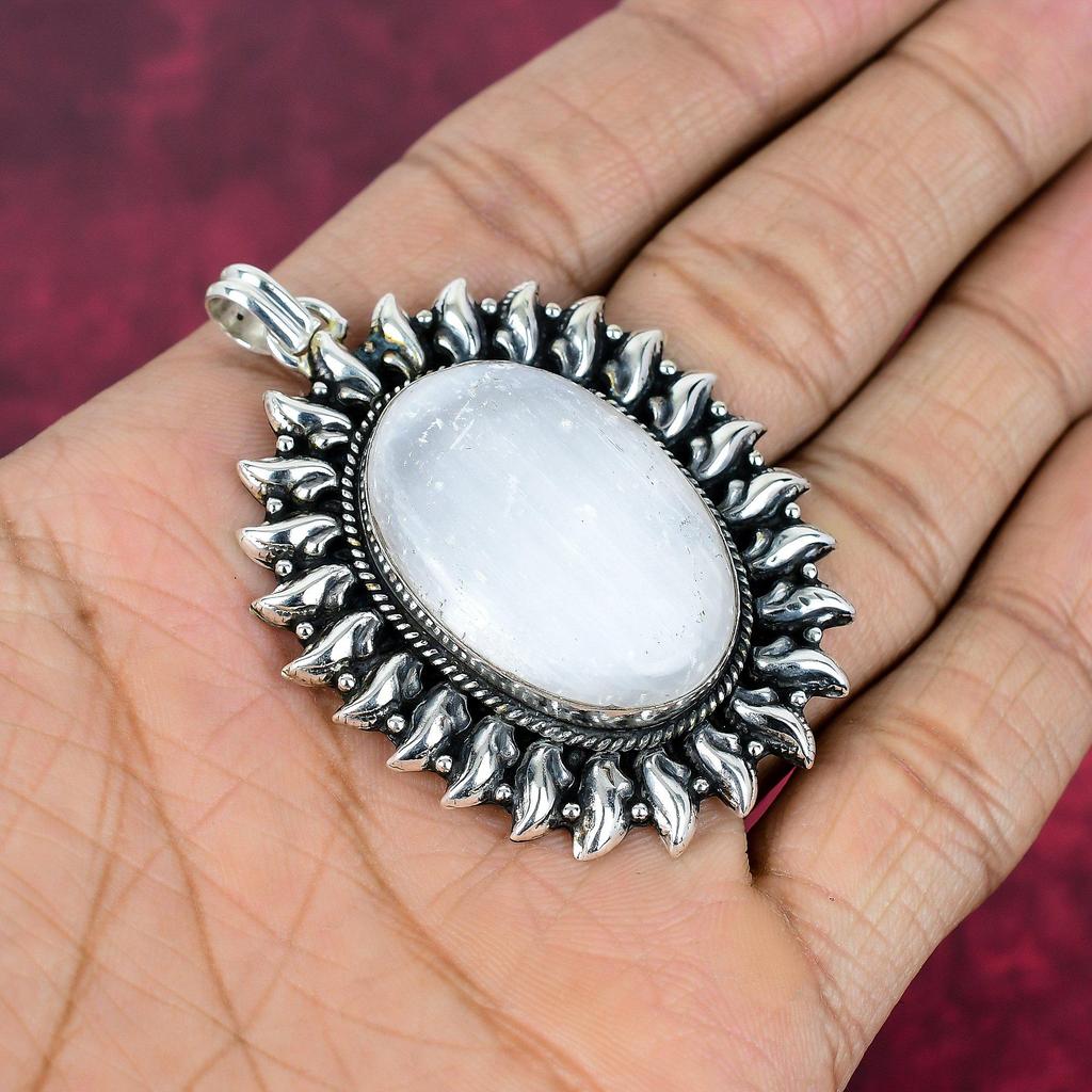 Pendentif en pierre de lune arc-en-ciel, bijoux en pierres précieuses, pendentif en argent sterling massif 925, magnifique pendentif fait à la main