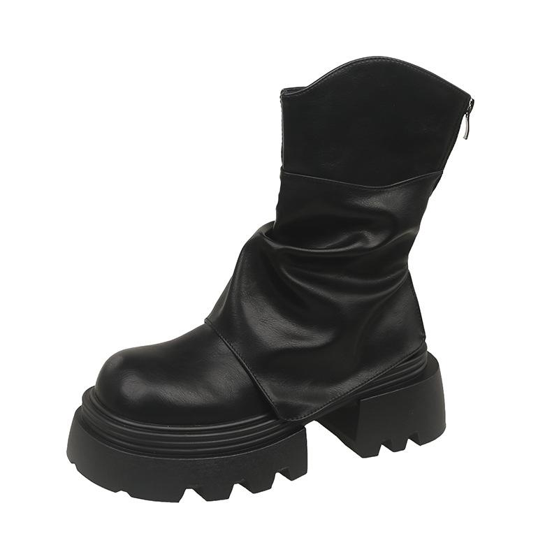 Drag cool Internet celebrity fashion skirt boots women's short boots 2025 autumn and winter new thin Martin boots thick-soled muffin trouser boots