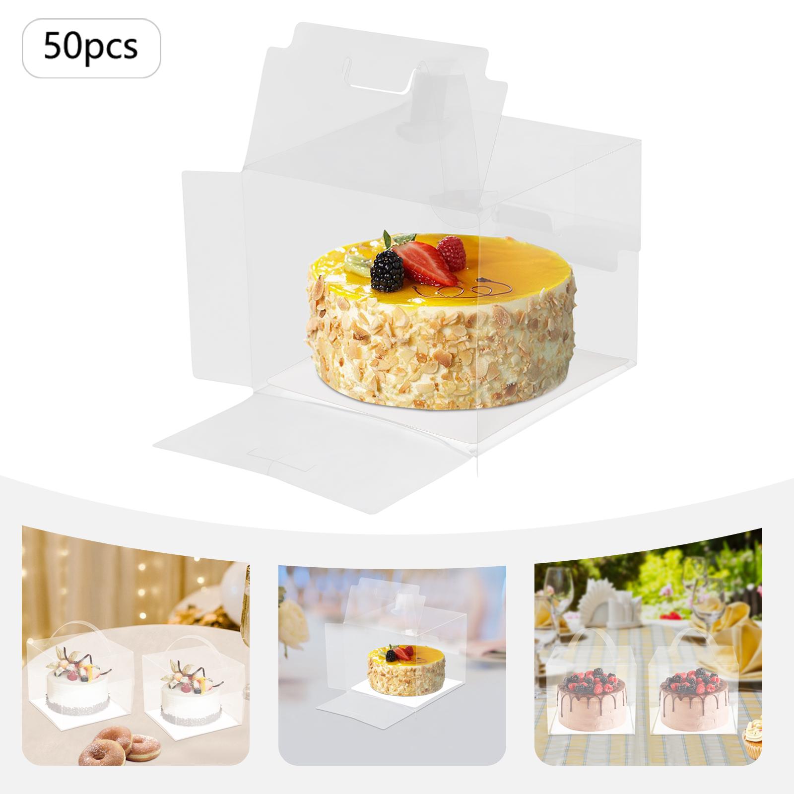 

50pcs Clear PET Cake Box,Rectangle Plastic Cake Carrier 15*15*13cm for Placing Cakes,Desserts,Cookies Other чистий