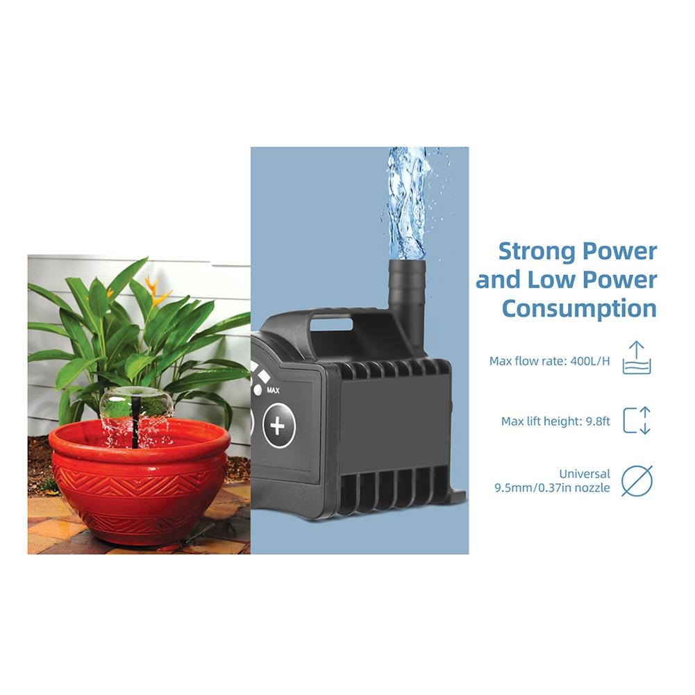 BHBL 5V Submersible Water Pump 0-600L/H Small Fountain Pump 8 Levels Adjustable with 0-7.2ft Lift USB Charging for Pool