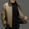 Spring and Autumn new first-layer sheepskin leather leather jacket men's middle-aged collar removable leather jacket casual jacket