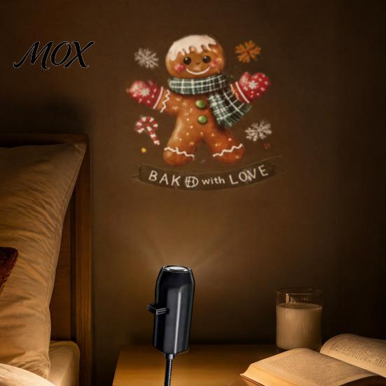 Decorative Light for Gatherings Christmas Halloween Projector, 3/6/10 Festive Scenes, 5D Holographic Night Compact USB Mood Flexible Gooseneck