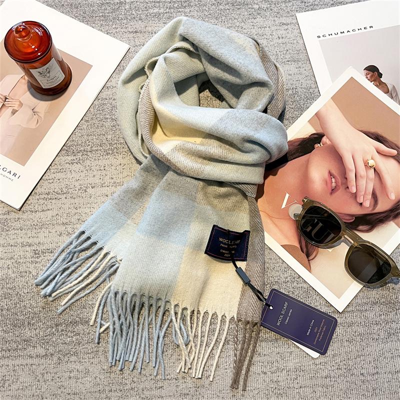 Luxury Plaid Scarf Winter Warm Cashmere Women Long Bandana Pashmina Foulard Female Scarves Tassel Shawl And Wraps  Design