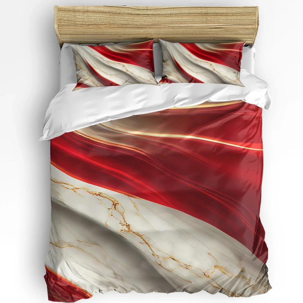 Marble Fluid Texture Blue Green 3Pcs Bedding Collection For Double Bed Home Textile Duvet Cover Quilt Cover Pillowcase