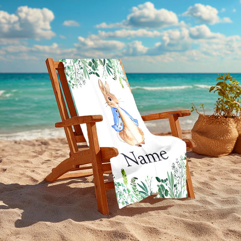 Personalized customized proof beach towel with Peter Rabbit pattern - soft, absorbent,quick-drying,perfect swimming,camping&bathing