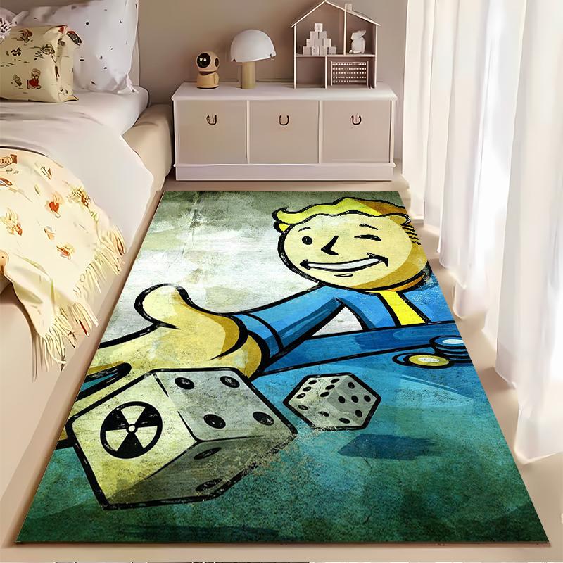 Smiling Cartoon Character with Dice Rug Non-slip Rug Suitable for Living Room and Bedroom Sofas.