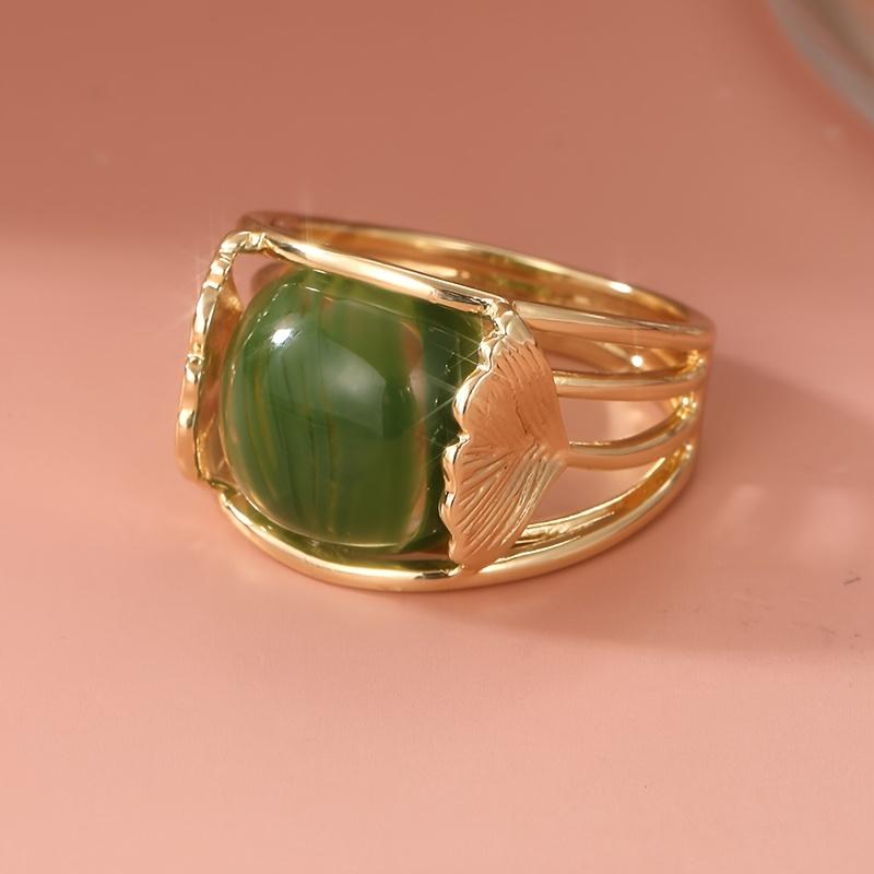 Boho Style Women's Wide Band Ring Green Synthetic Zirconia Zinc Alloy Jewelry Everyday Party Holiday Gift
