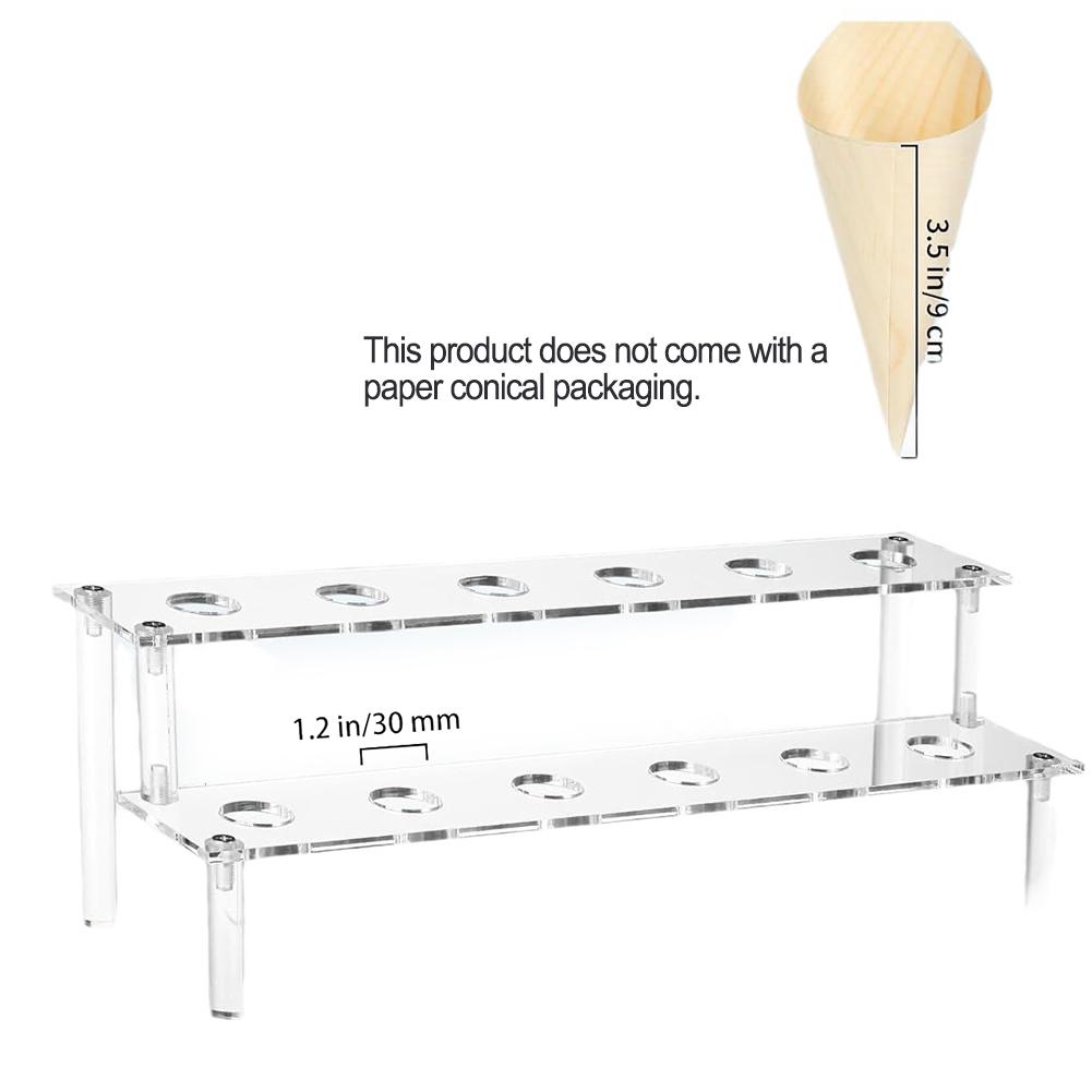 12 Hole Acrylic Cone Rack for Ice Cream Food Cones For Charcuterie Appetizers and Salads with Transparent Material