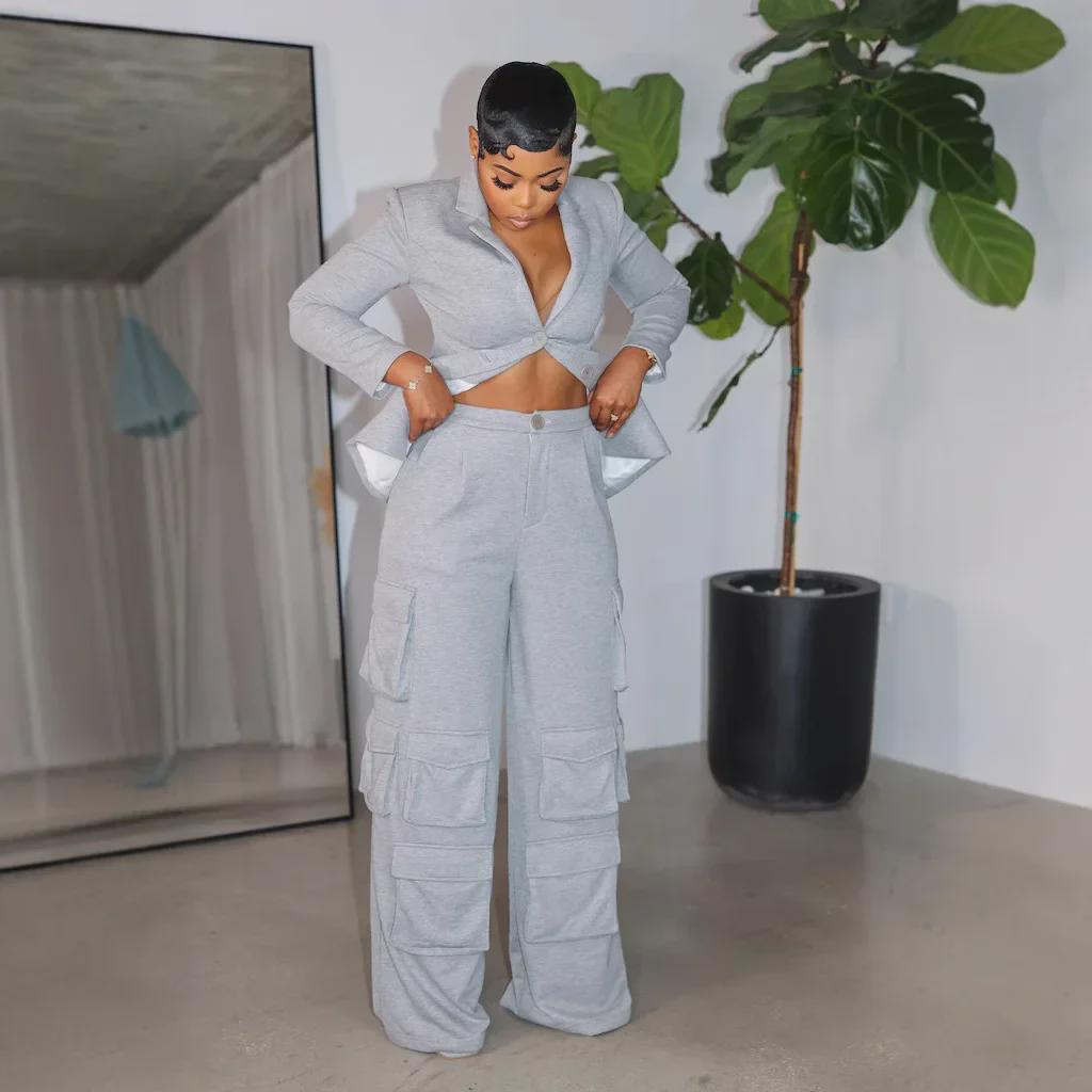 Women's Autumn Overalls: RC3316 Straight-Leg Trousers Set