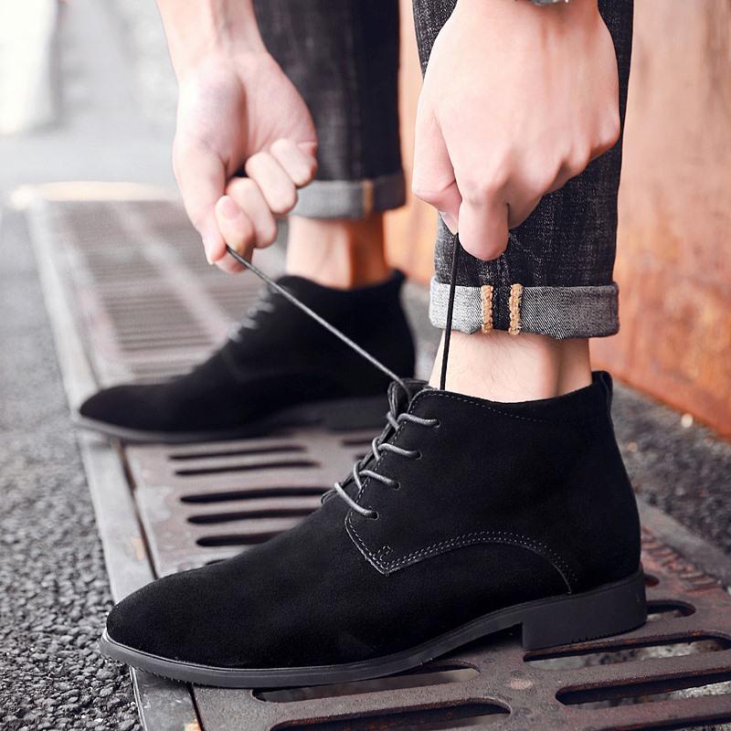 Ekte skinn Herre Chelsea Boots Retro Semsket Skinn Ankelstøvler For Herre Høst Vinter Sko
