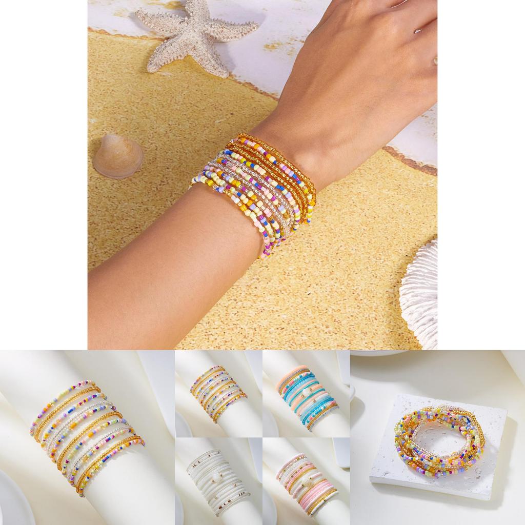 Western Ethnic Style Multiple Layer Bead Bracelets With Shell Elements For Women