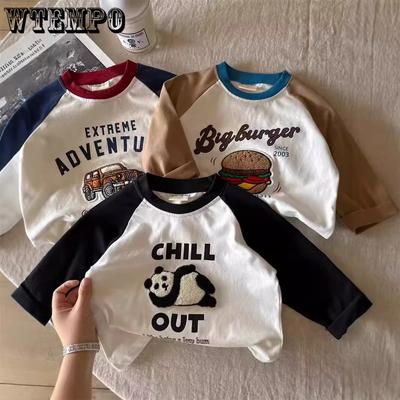 Spring and Autumn Patchwork Top for Children's Clothing Boys' T-shirt Long Sleeve Bottom Shirt for Children