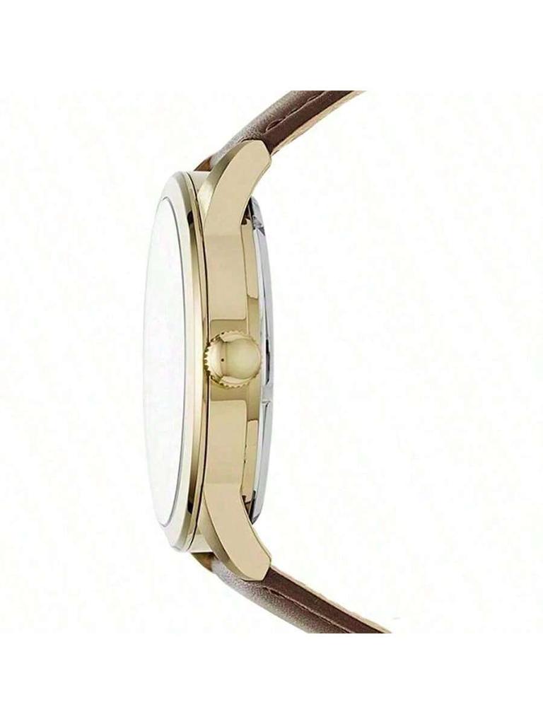 Fossil Montre à Quartz Homme Cuir 3 Aiguilles, Boîtier Acier Inoxydable/Verre Cristal Résistant aux Rayures BQ2218