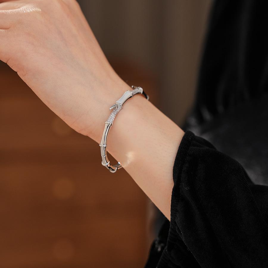 Real Gold Electroplated Zircon Mother of Pearl Bamboo Knot New Chinese Retro Versatile High-end Niche Bracelet