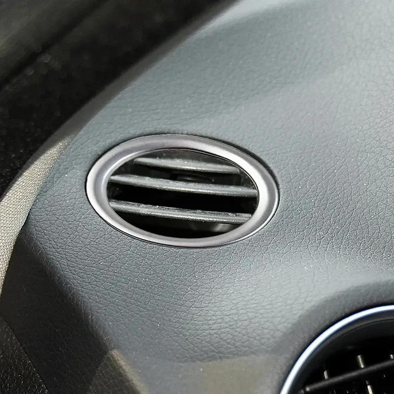 Stainless Steel Dashboard Air Conditioning Outlet Rings Decoration Cover Trim For Mercedes Benz C Class W204 2007-2014 Styling