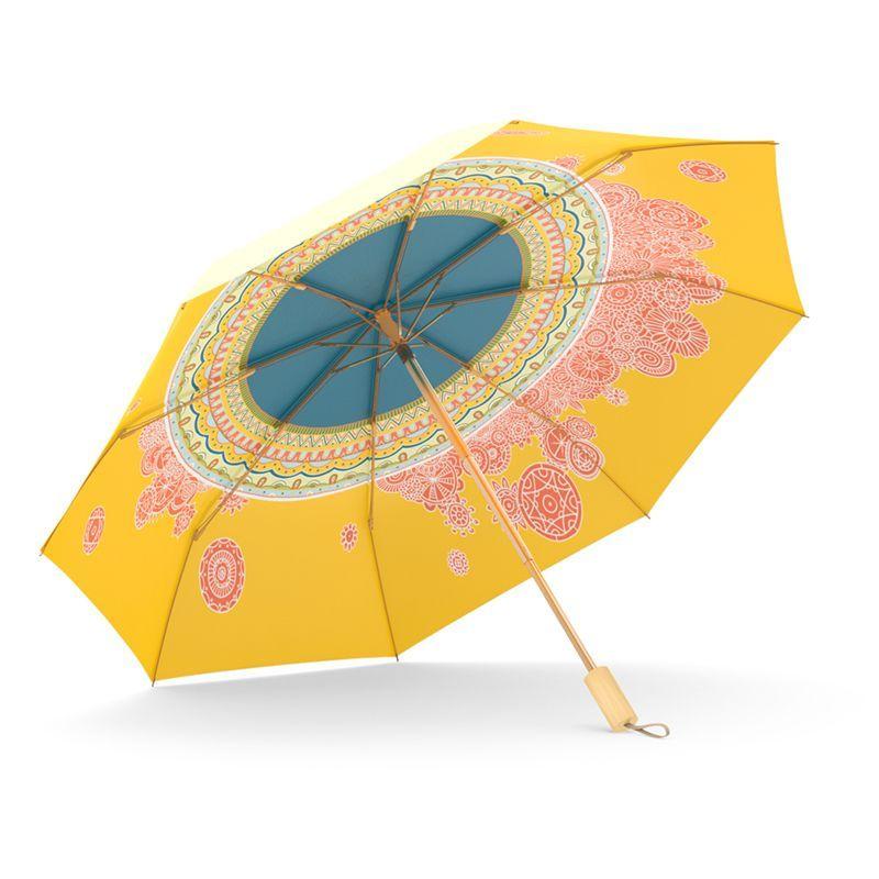 

BEPAN Black Vinyl Double Layer Sun Umbrella UV Protection Chinese Style Umbrella for Women Rain Sun 2 in 1 Outdoor Rain Gear metal-fiber composite&8K