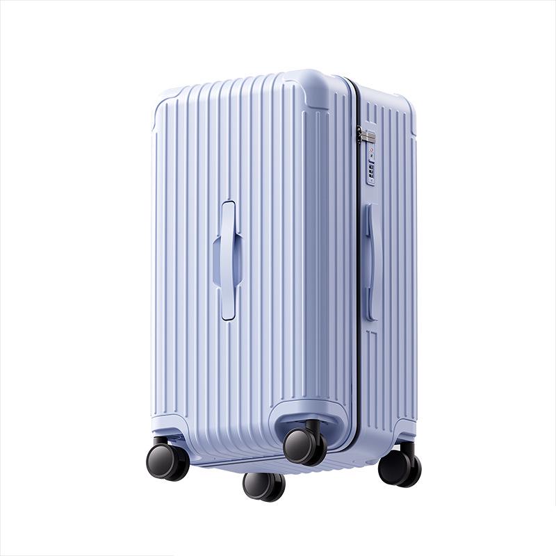 Thickened 24" PC Trolley Case: Drop-resistant, Large Capacity Suitcase with Combination Lock, Available In 26" & 30" Sizes, Leather Accent for Women.