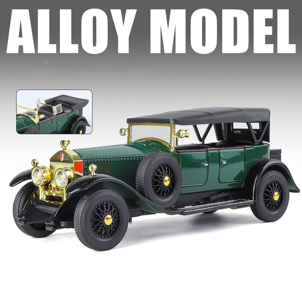 1/24 Rolls-Royce Phantom I Alloy Classic Luxy Car Model Diecast Metal Toy Retro Old Vehicles Car Model Sound and Light Kids Gift
