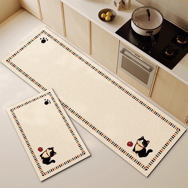 Kitchen Rug Waterproof Floor Mat PVC Leather Carpet Anti-slip Mats Japanese Style Home Decor Rugs alfombras de cocina