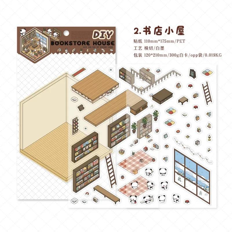 Kawaii 3D Landscaping Stickers Cartoon Miniature Scene Visual Stacking Three-dimensional Stickers Christmas Gift For Ren