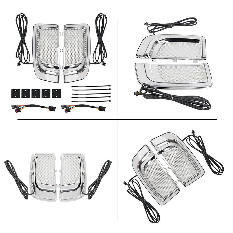 Chrome Motorcycle LED Running Light Turn Signal Fairing Lower For Harley Touring Electra Glide Ultra Classic Street Glide 14-22