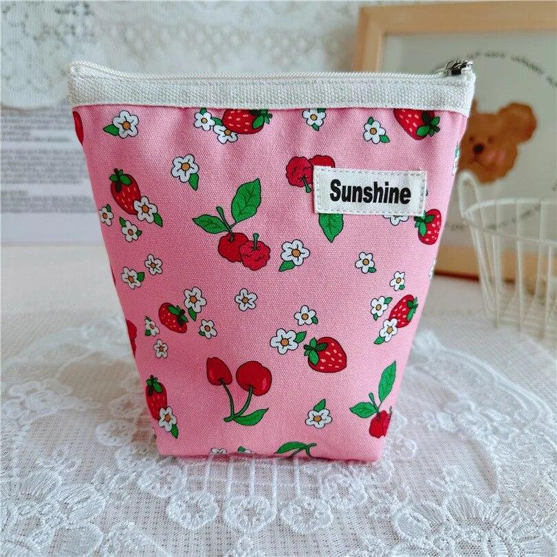 

Свежий сладкий модный клатч-косметичка с милым принтом, косметичка, портативный органайзер для губной помады, портмоне, холст, сумка для хранения 15.5x8.5x15cm