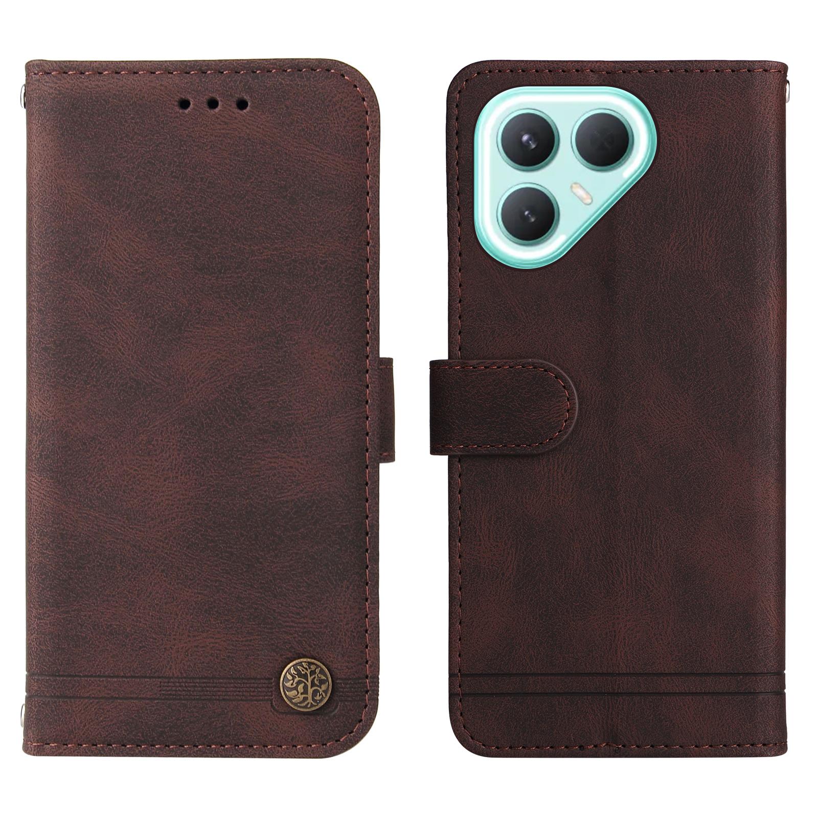 

Для TECNO Pova 7 Pro 5G Кожаные чехлы-кошельки Чехол для телефона с тактильной кожей и подставкой с ремешком Brown