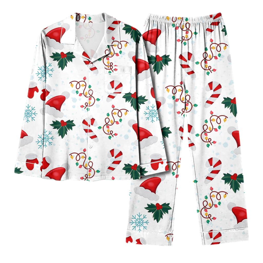 Women's Casual Fashion Christmas Print Long-Sleeve Top And Pants Homewear Set