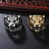 Retro Tiger Head Ring for Men Antique Gothic Adjustable Open Ring Alloy Zinc Alloy Plated Zircon Punk Rock Hiphop Accessories Gift
