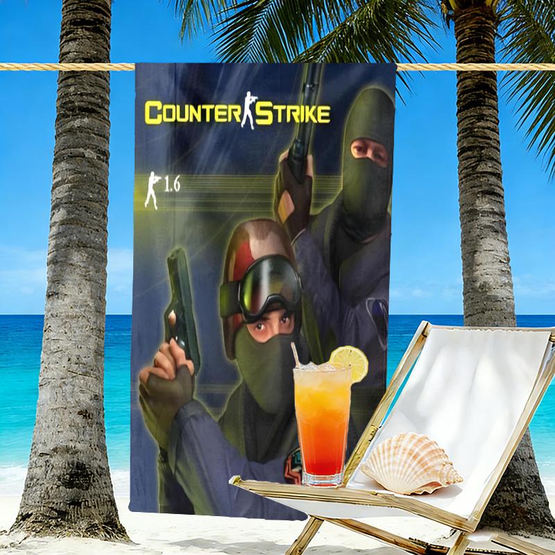 Counter Strike Print Beach Towel Design, Soft, Lightweight. for Home Bathroom, Spa, Pool, Yoga, Surfing, Camping, Gift for Family, Friend