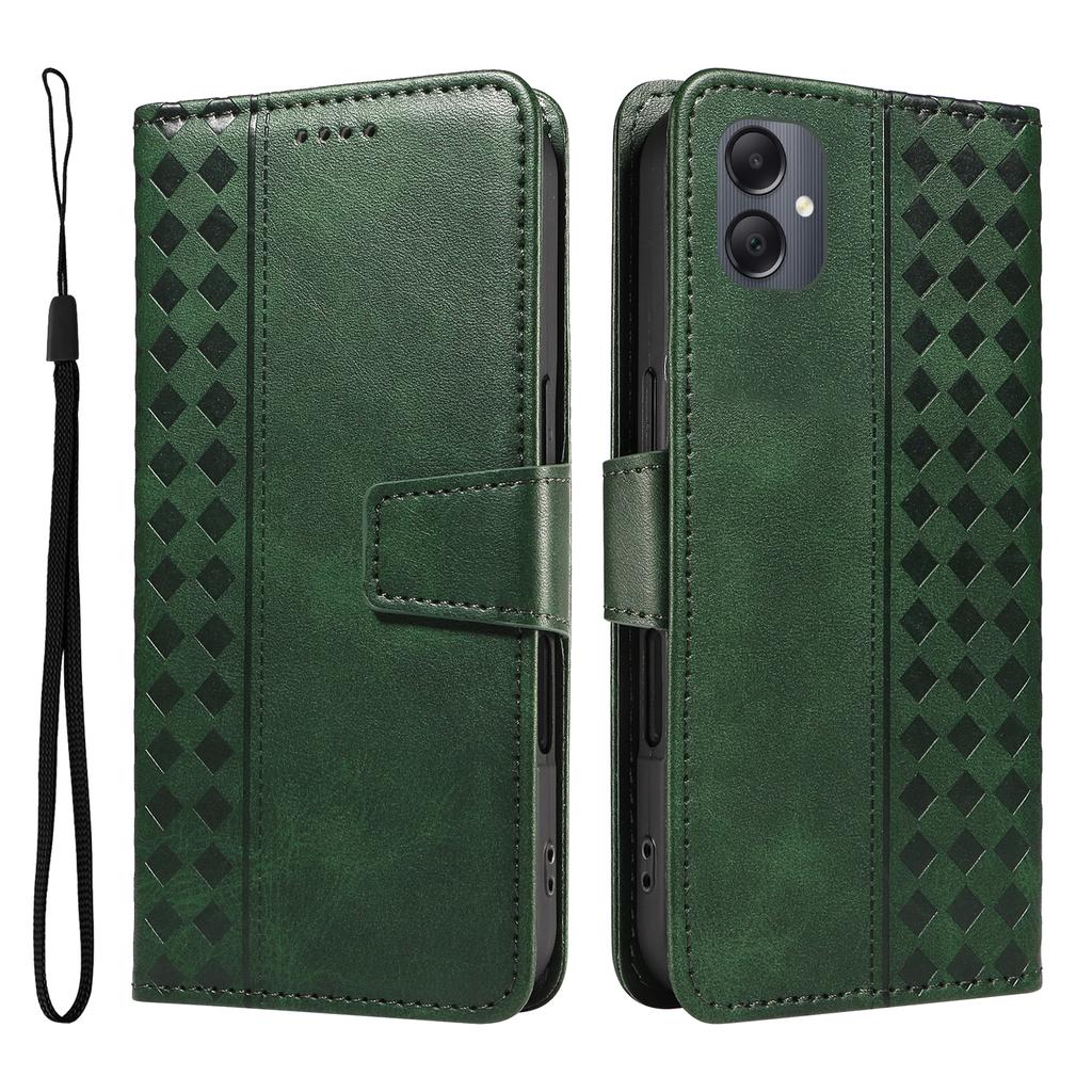 For Samsung Galaxy A06 5G/Galaxy A06 4G Leather Case Wallet Stand Grids Imprinted Phone Cover with Strap
