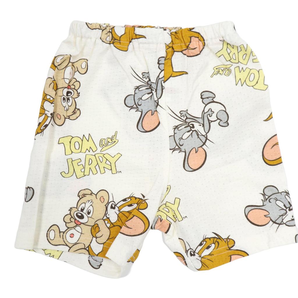 Tom and Jerry Pajama Mesh Short Sleeves Cropped Baby Size 100 Set, Jersey, All-Over Print, + Length, Pajamas, Off-White, (Product Code 215142705)