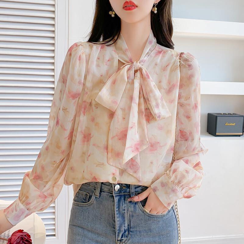 

ITISF4 Elegant Floral Print Chiffon Blouse XL