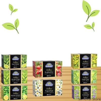 Turkish Tea Karali Premium Glass Tea Bags Herbal Tea Fresh Yoga Tea Loose Tea Tea Box Earl Gray Green Tea Linden Sage Tea Mint and Lemon