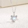 Flash Diamond Planet Collarbone Chain Student Temperament Colorful Moonstone Cat Pendant Necklace Exquisite Gift
