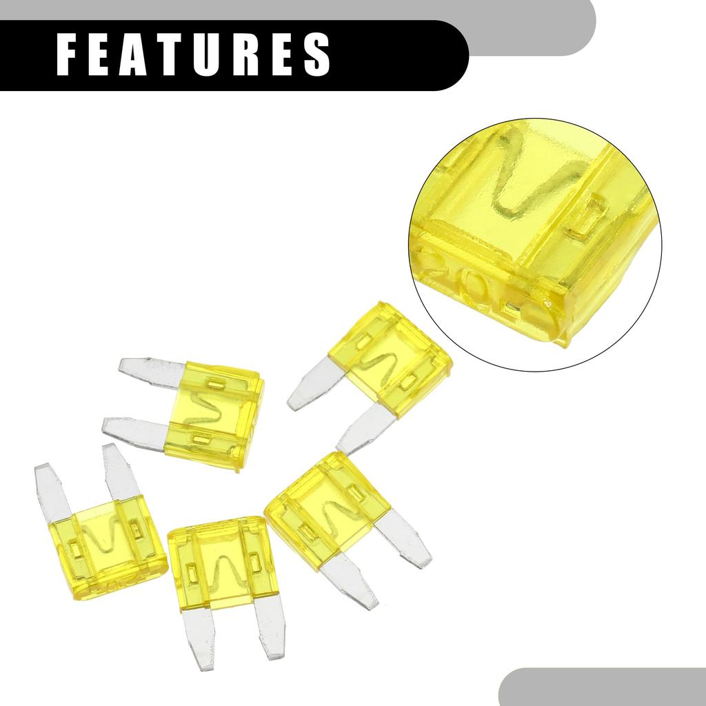 Partuto Set of 5 Mini 20AMP APM/ATM Universal Car Fuse Style Fuse Short